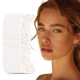 Glitter Freckles Face Tattoo, 10 Pcs Face Glitter Freckles Gold for Kids Women, Fake Sparkle Temporary Tattoos Stickers for Girls and Adults Festival Makeup Accessories Face Decor Star
