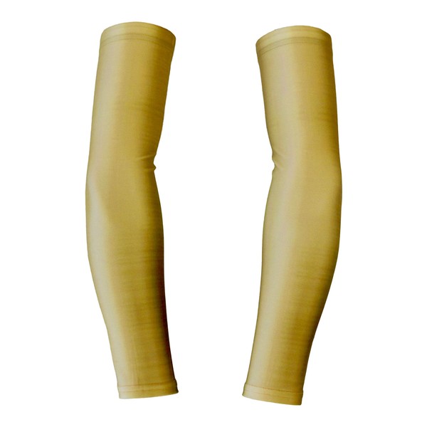 PAIR Metallic Gold Arm Sleeves for Sports - (Youth & Adult Sizes) (Adult Medium)