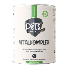 VITALKOMPLEX | All-In-One Futteraufwertung für Hunde | Futterzusatz aus Superfoods, Kräutern & Vitalstoffen | Liefert Vitamine, Mineralien, Proteine, Omega-3 | 500g Pulver | Deutsche Herstellung