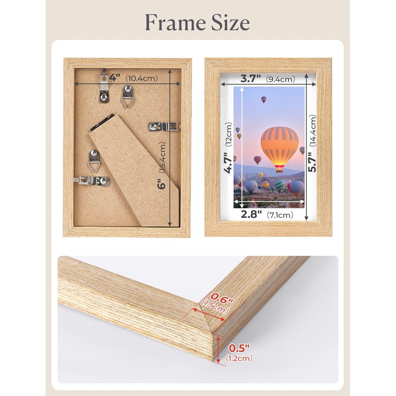 HOUSE DAY 6x4 Photo Frame, Oak Wood Picture Frames Tabletop