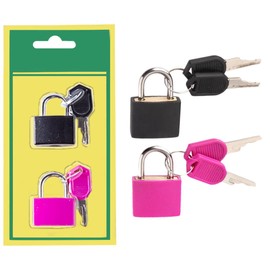 2 Pcs Small Locks with Keys,Multicolor Mini Key Locks, Plastic-Covered Copper Keyed Padlock for Luggage, Backpack, Gym Locker, Suitcase, Boxes