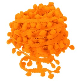 QUARKZMAN 10 Yards Pom Pom Ball Fringe Trim, Ribbon Sewing Accessory DIY Crafts for Home Curtain Clothes Pillow Decoration (8 mm, Orange)