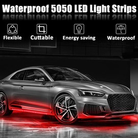 XT AUTO 8pcs 12V Super Bright 30cm 15 LED Flexible Waterproof LED Strip Light for Car Interior & Exterior Decoration DRL Day Running Light Or Boat Bus Garden