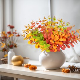 Yen Jean 10PCS Fall/Autumn Decorations for Home Artificial Flowers Bouquet - Thanksgiving Fake Stems Indoor Decor Party Supplies