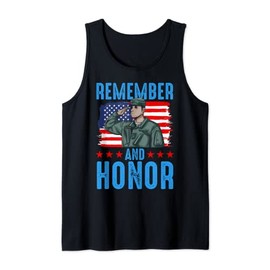 Remember and Honor Memorial Day US Flag Military Patriot Tank Top
