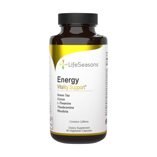 Life Seasons - Energy - Energy Booster for Physical and Cognitive Strength - No Jitters - Support Stamina - Contains Green Tea and L-Theanine - 60 Capsules