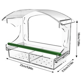 Transparent Window Bird Feeder Clear Acrylic Birds Feeders with 4 Strong Suction Cups for Outdoors Exterieur Birdhouse Outside Viewing Garden Decor Watching Gift Outdoor (Curved Roof Style)