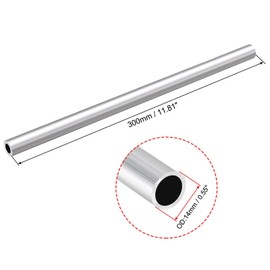 TOP-VIGOR 2Pcs 6063 Aluminum Round Tube, 14mm OD 10mm ID 300mm Length Seamless Aluminum Straight Tubing Metal Pipe for Industry DIY Projects