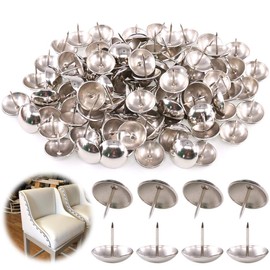 Keadic 100Pcs 1" (25mm) Antique Upholstery Tacks Furniture Nails Pins Assortment Kit for Upholstered Furniture Cork Board or DIY Projects - Silver