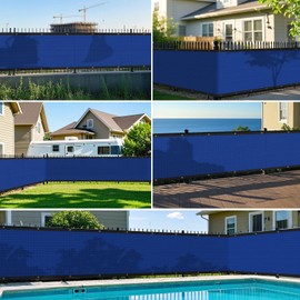 DAWNOVO 4' x 12' Privacy Fence Screen Chain Link Fence Privacy Screen Windscreen Cover with Zip Ties Grommets for Backyard Garden Patio Outdoor (Blue)