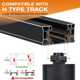 AOAXL Track Lighting Heads, 7W H Type Track Lights 4000K Neutral White GU10 Base Adapter Track Light Fixture for Kitchen Living Room Art Exhibition, Black 8 Pack