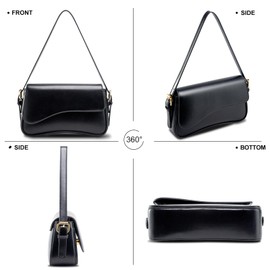 Shoulder Bag for Women Trendy Purse PU Leather Hobo Handbags Clutch Saddle Bag with 2 Removable Stra (black)