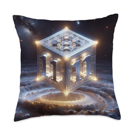 Angel Number 1111 with Metatron's Cube Throw Pillow
