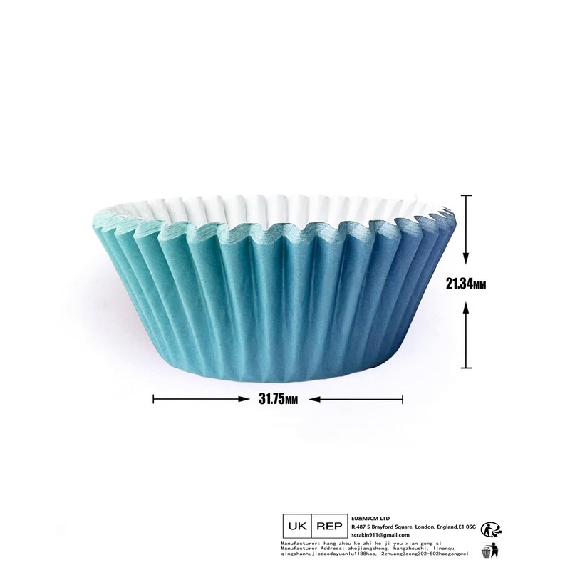 Gcardist 300-Count Gradient Cupcake Liners Cupcake Cups Food Grade Blue