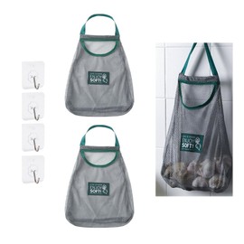 Bombinate Mesh Bags Set of 2 with 4 Hooks Storage Net Vegetable Stocker