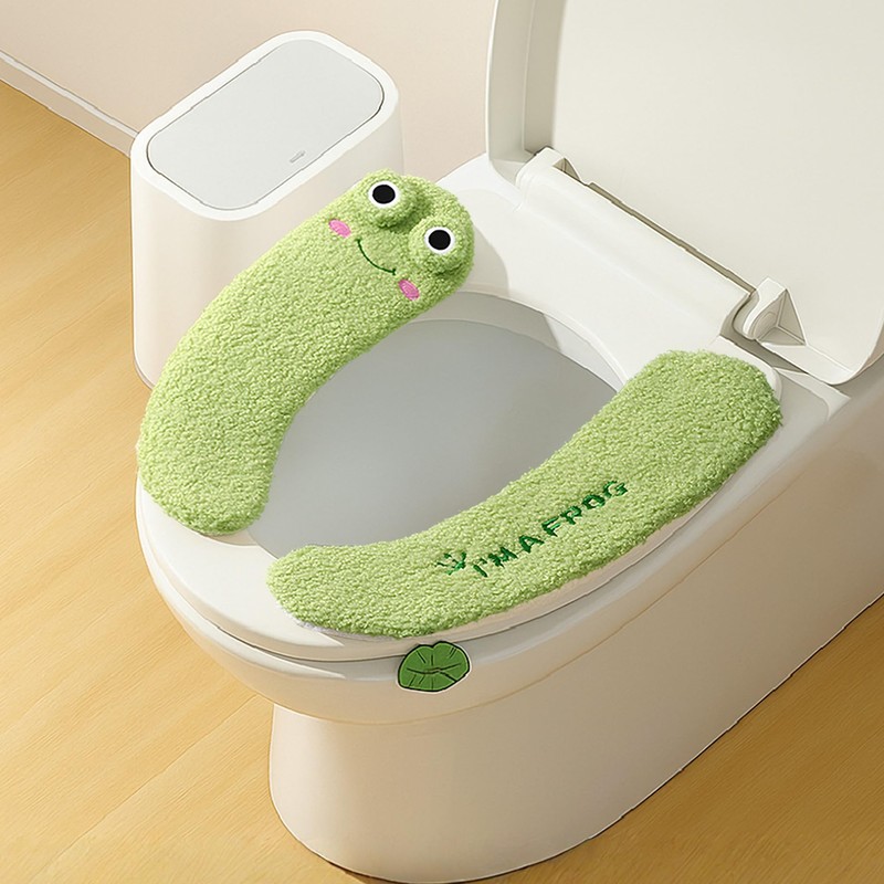 Cute Frog Toilet Seat Cover, Thickened Winter Warm Toilet Mat,