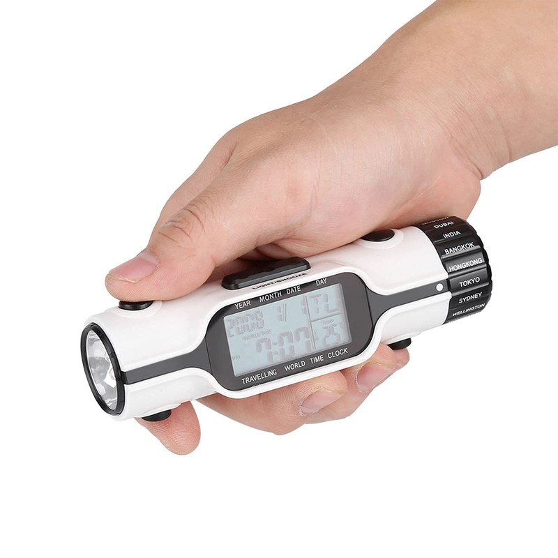 GOTOTOP Travel Clock,Flashlight LED Digital World Time Travel Alarm Clock