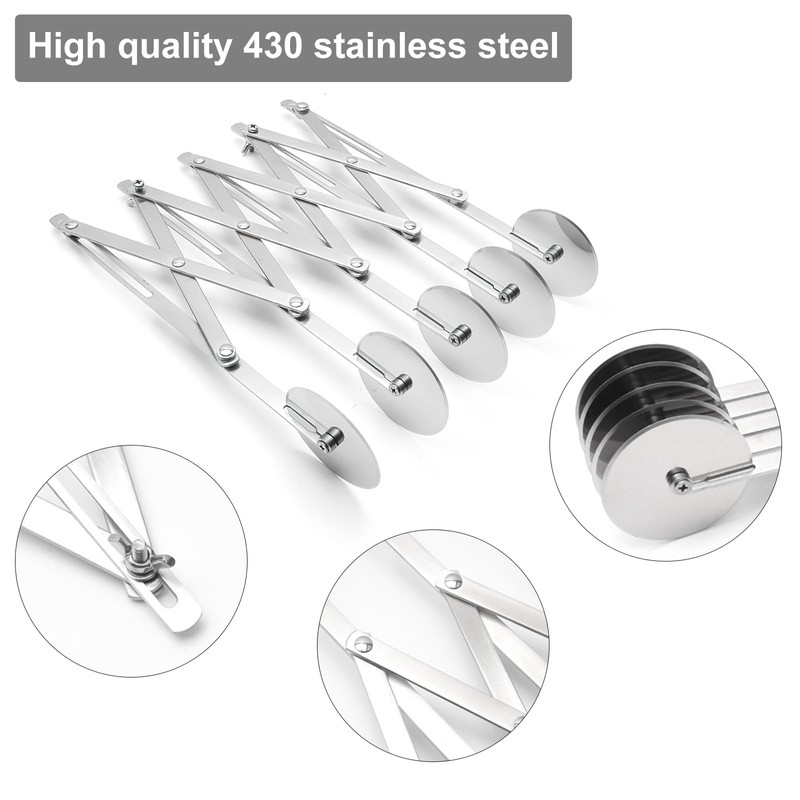 5 Wheel Dough Cutter, Expandable Pizza Slicer, 5 Wheel Stainless