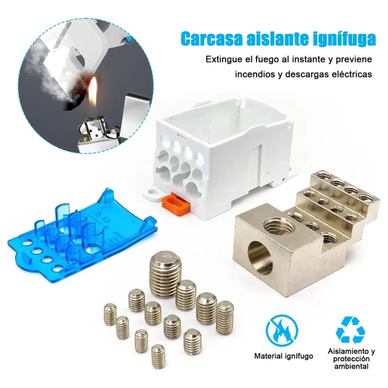 6caja Conexiones Eléctricas Bloque Distribución Riel Din 80a