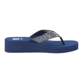 Yellow Box Women's Africa Wedge Flip Flop, Navy, 7 M US
