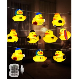 AceList 20 LED Athlete Rubber Duck String Lights, Squeezable and Sound-Enabled Baseball and Jeep Ducks for Kids' Bedroom, Christmas, Birthday, Thanksgiving, Party and Baseball Decor