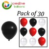 12" Latex Vibrant White, Red, Black Colour Combination Plain Balloons