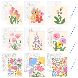 HICOHAND Pre Printed Canvases, 9 PCS 7.87 * 9.84” Floral Theme No-Frame Pre Drawn Canvas Pre Sketched Canvas for Painting for Adults Party