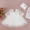 DPKM Lace Flower Baby Girl Dress with Big Bowknot Toddler