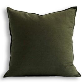 Jeanerlor Decorative Cotton Linen Couch 26"x26" Throw Pillow Case Green for Sofa Durable Classy, Comfortable Cushion Cover (65 x 65cm), Olive Green