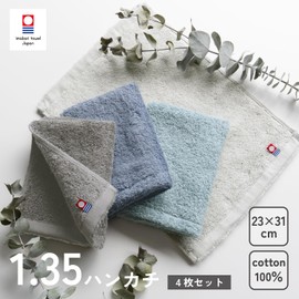 Towel Handkerchief, Set of 4, Men's, Imabari, 1.35, Handkerchief, Made in Japan (Assorted)