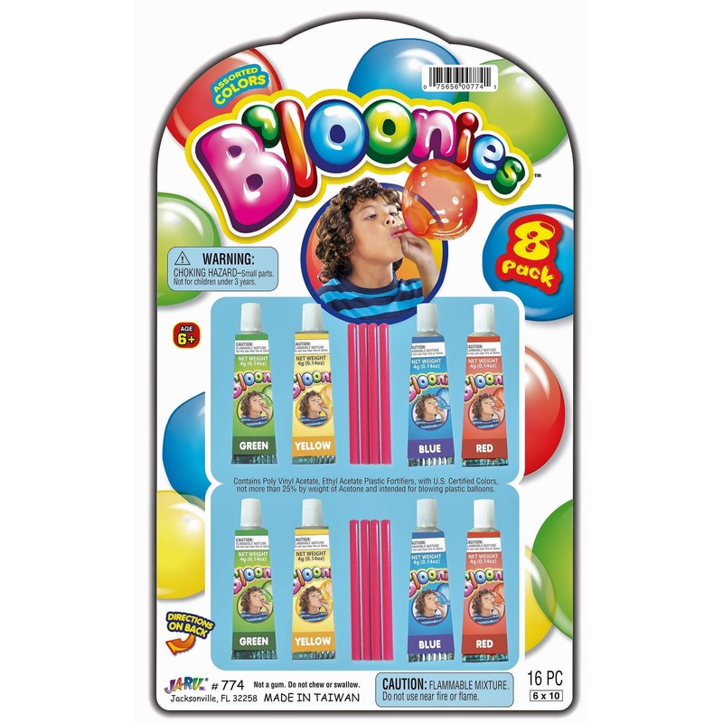 JA-RU Bloonies Magic Plastic Bubbles Balloons Variety Pack (8 Tubes
