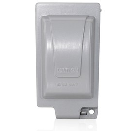 Leviton Outlet Box, Extra Duty While-In-Use Cover Includes Inserts for Single, Duplex and Decora/GFCI Receptacles, Vertical Mount, Metallic Enclosure, IUM1V-GY Outdoor Outlet Cover, Gray