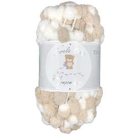 Zarela Baby Giant Pom Pom Yarn Wool (G09 White-Beige)
