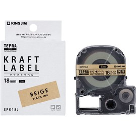 King Jim SPK18J Tepra PRO Tape Kraft Paper/Black Letters 18mm Wide