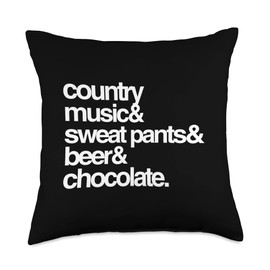Flippin Sweet Gear Country Music Sweat Pants Beer and Chocolate Throw Pillow, 18x18, Multicolor