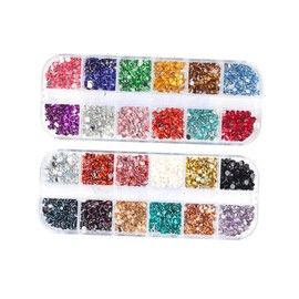 Outanaya 2 Boxes Colorful Nail Studs of Resin Rhinestones for DIY Manicure Nail Art Decorations for Parties and Special Occasions