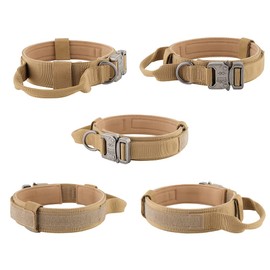 Plutus Pet Tactical Dog Collar, Soft Padded, Adjustable With Heavy Duty Metal Buckle, Military Dog Collar With Control Handle For Medium Large and Extra Large Dogs (M, Brown)