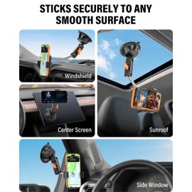 A2C 12" Anti-Shake Metal Arm Windshield Phone Mount, Suction Phone Mount