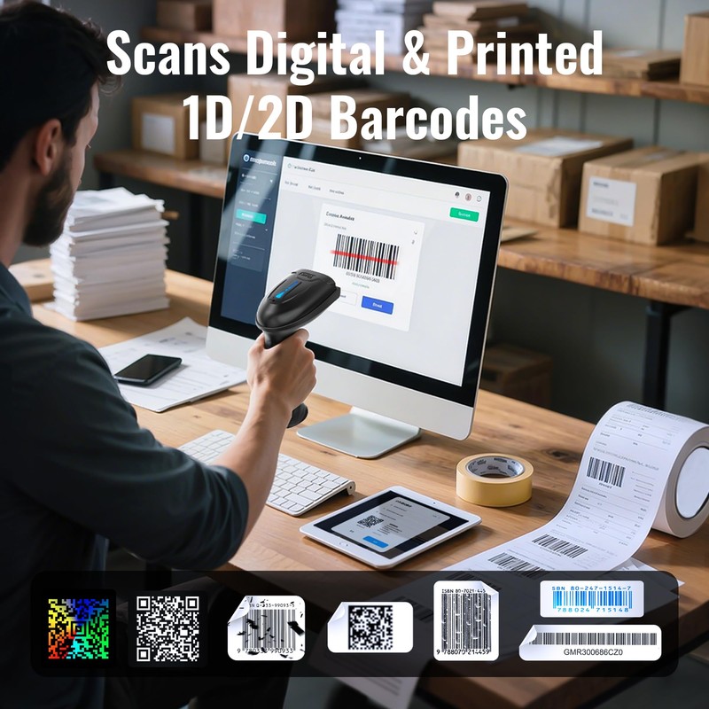 Tera Barcode Scanner 1D 2D QR Wireless 2.4 GHz +