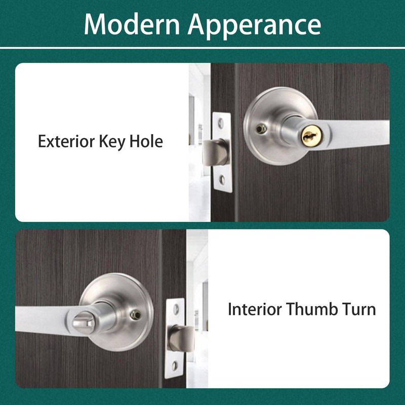 Door Handle Lock with Keys, Internal Door Lock with Adjustable