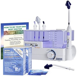 SinuPulse Elite Sistema avanzado de riego nasal, alivio de la congestión nasal pulsante y máquina de enjuague sinusal con 90 paquetes SinuAir, punta d