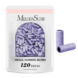 MelodySusie 120 Pcs Nail Drill Bits Small Sanding Bands for 3.1mm Mandrel Bit, 180 Fine Grit Nail File for Acrylic Nails Gel Manicures and Pedicure, Purple (Only Sanding Bands)