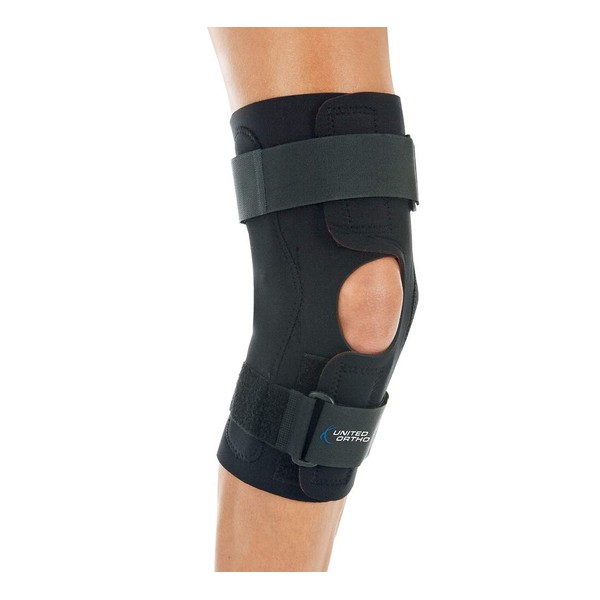 United Ortho Wraparound Hinged Knee Brace, Medium, Black