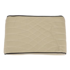 X AUTOHAUX Car Center Console Cover Car Armrest Cover 12.6"x8.27"x1.97" Beige Nappa Leather Memory Foam