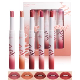 Matte Lipstick Makeup Set, 5 Colours Matte Lip Gloss Lip Balm, Nude Rose Red Lipstick, Long Lasting Lipstick Stick, Long-Lasting Waterproof Highly Pigmented Velvet Formula with Rich Colours A