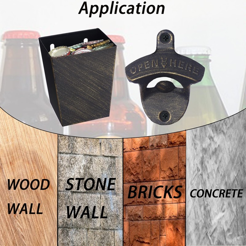 Jumiok Old Fashioned Beer Bottle Opener Wall Mounted Bottle Top