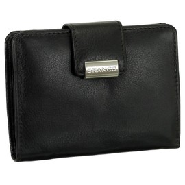 Luxury Leather Ladies Purse Wallet XXL Wallet with Press Stud Closure 10 cm Different Colours, black