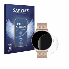 Savvies Pack of 4 Full Screen Protectors for LIGE FV12-D-ES 1.43 Inch Full Cover Screen Protector Film [3D Curved, Transparent, Anti-Fingerprint]