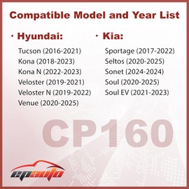 EPAuto CP160 (CF12160) Filtro de aire de cabina con carbón activado, repuesto para Hyundai Kona, Kona N, Tucson, Veloster, Veloster N, Venue, Kia Seltos, Soul, Soul EV, Sportage - Compatible con 2016