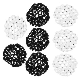 FRCOLOR 8pcs Rhinestone Hair Nets for Nurses and Dancers Invisible Knit Mesh Bun Covers Elastic Holders for Catering and Ballet Professional Hair Accessories for Women